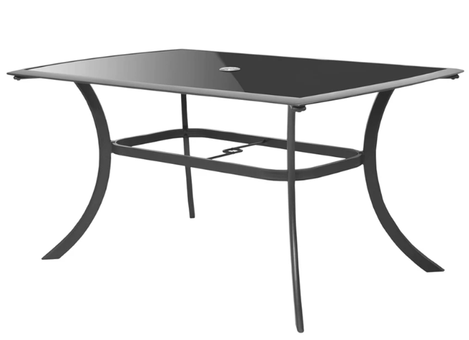 Masa pentru gradina si terasa HECHT HONEY MAXI TABLE, blat din sticla neagra securizata, cadru din profile aluminiu, 168 x 97 x 72 cm