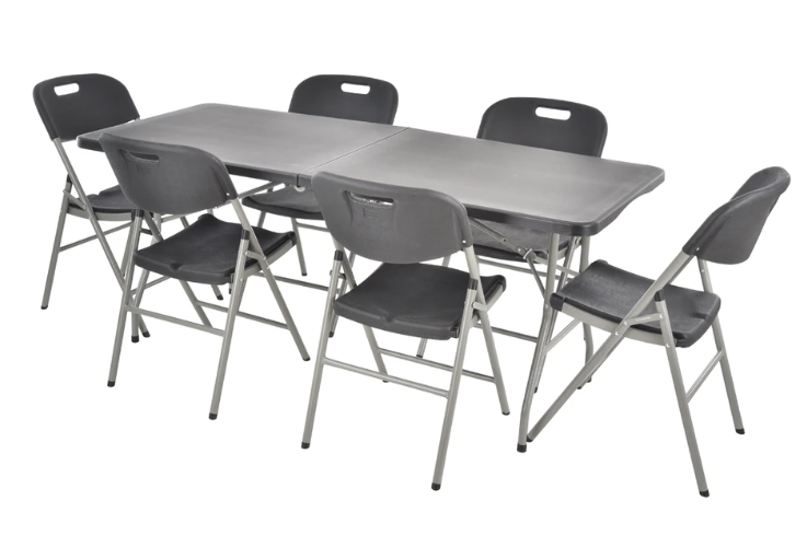 Set mobilier pentru gradina HECHT Foldis Set 6, pliabil, masa 180 x 74 x 74 cm, 6 x scaune 56 x 46 x 84 cm