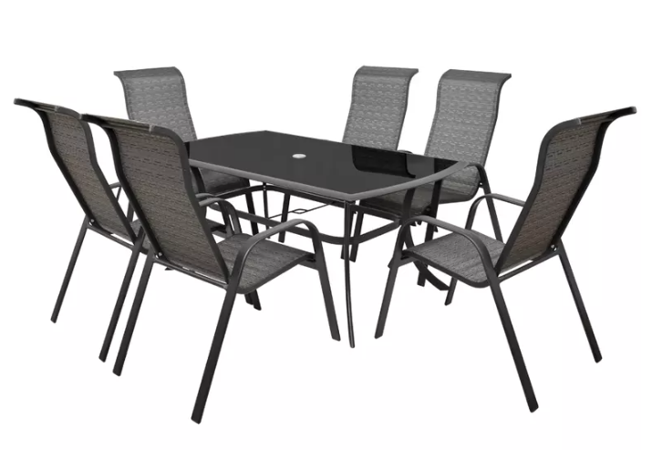 Set mobilier pentru gradina HECHT Honey Set Maxi, aluminiu/sticla, masa 168 x 97 x 72 cm, 6 x scaune 57 x 86 x 111 cm