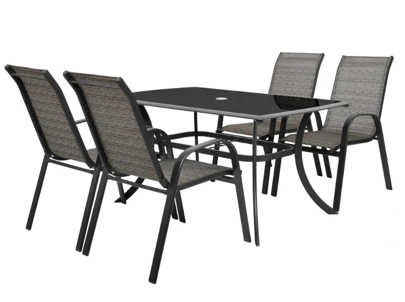 Set mobilier pentru gradina HECHT Honey Set 4, aluminiu/sticla, masa 150 x 90 x 72 cm, 4 x scaune 58 x 74 x 97 cm