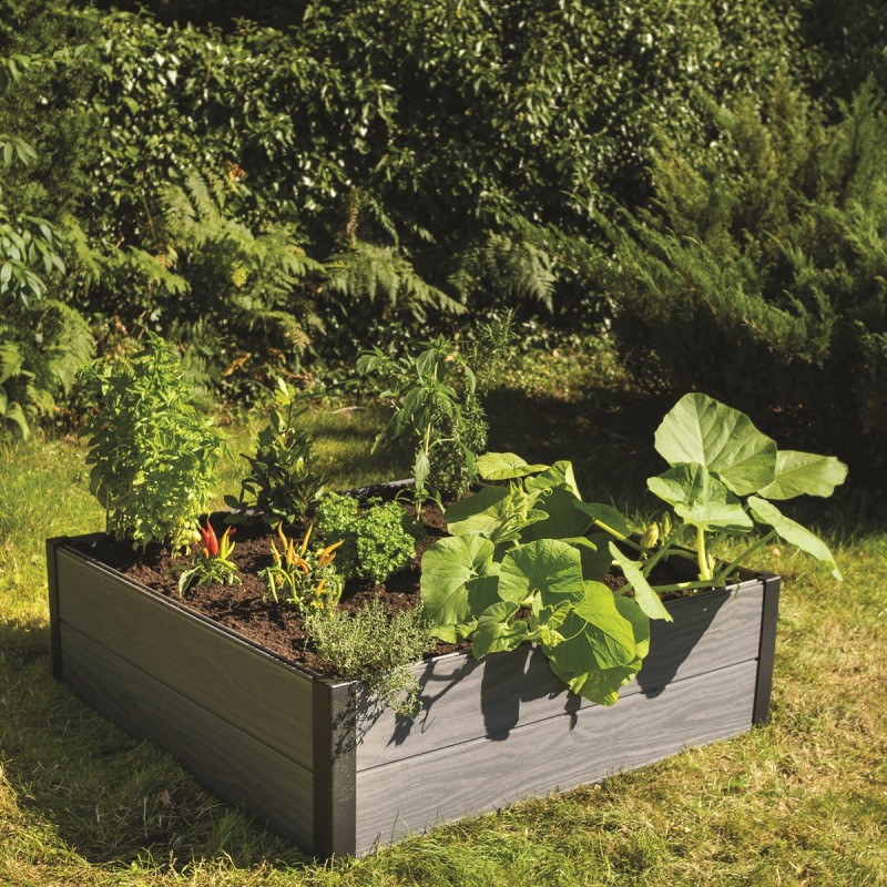 Jardiniera patrata KETER 249298 Maple, plastic, gri