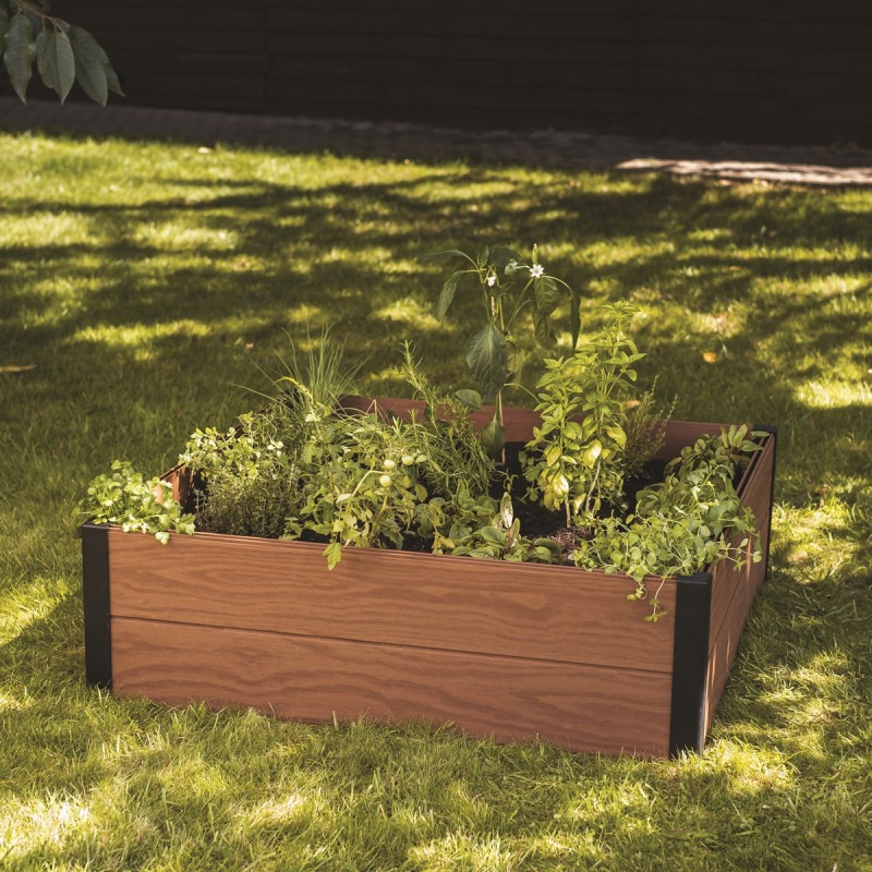 Jardiniera patrata KETER 249299 Maple, plastic, maro