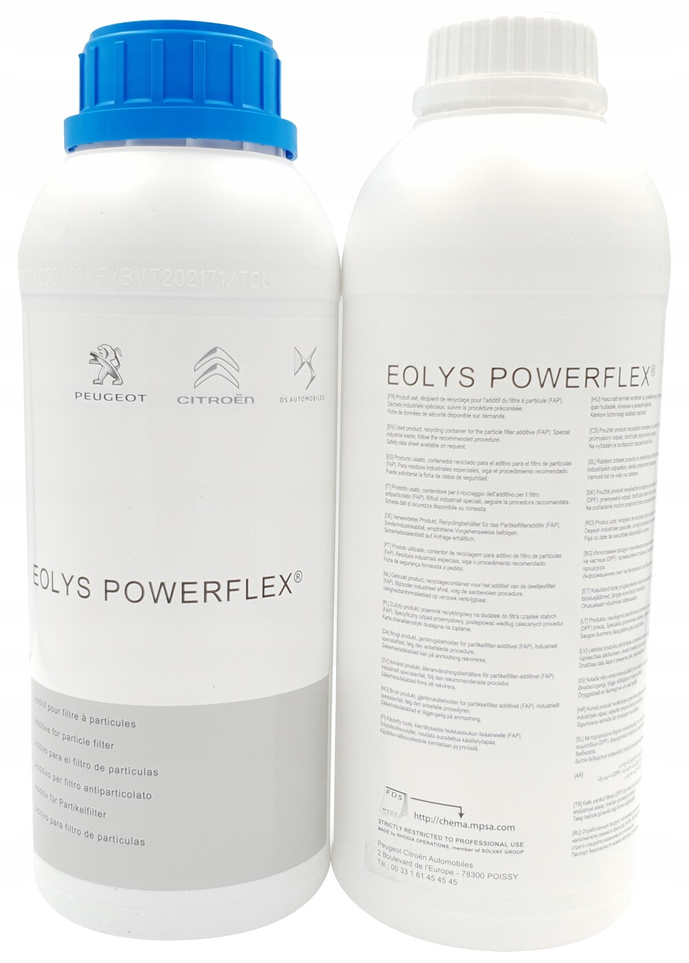 Aditiv regenerare filtru particule PEUGEOT PSA Eolys Power Flex , 1 litru, generatia 3, marcaj culoare albastru, pentru modele dupa 03.2010