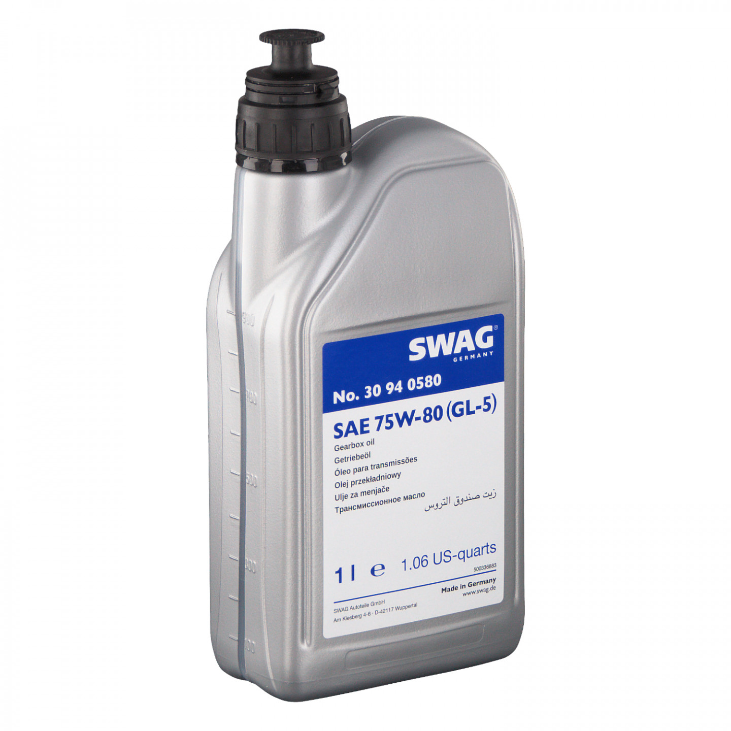 Ulei transmisie SWAG 75W80 GL-5 30 94 0580, galben, volum 1 litru
