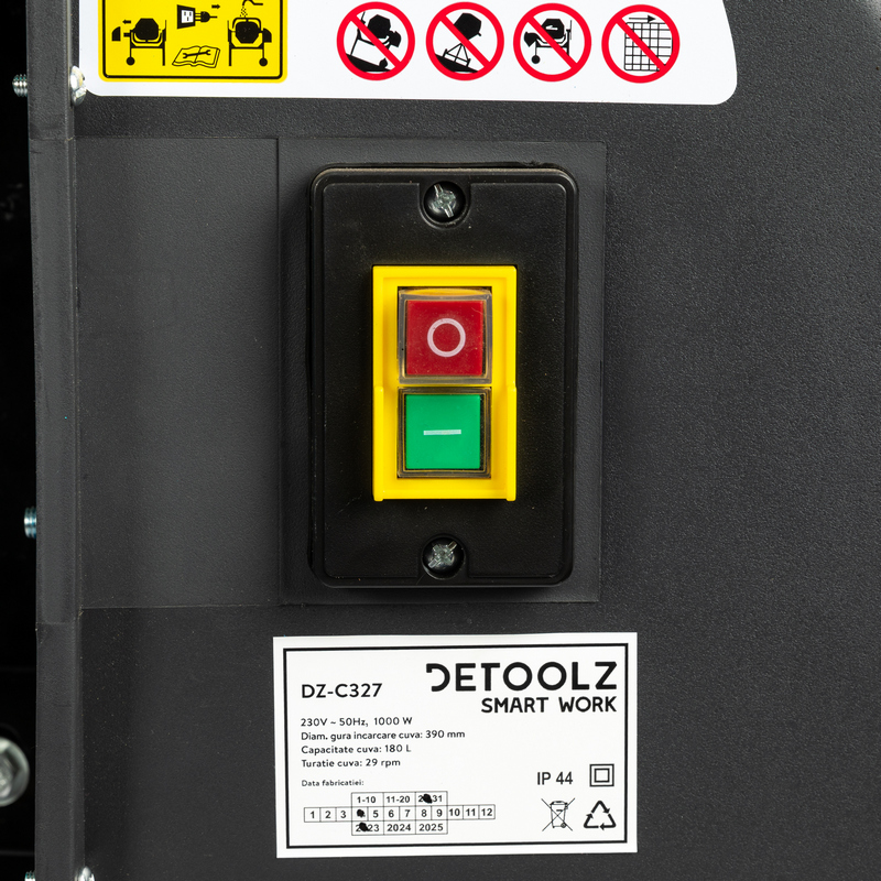 Betoniera DETOOLZ DZ-C327, volum cuva 180 L, 1000 W, turatie 2688 rpm