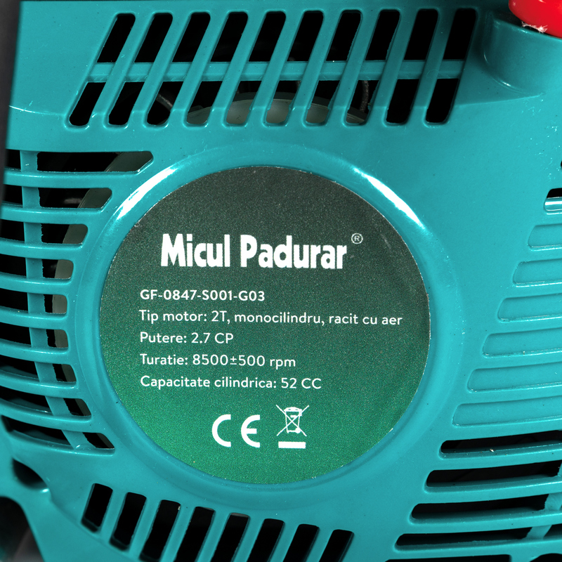 Drujba MICUL PADURAR GF-0847-S001-G03, 5200, 52 CC, 2.7 CP, 2 lame 16 inch si 2 lanturi, pornire rapida