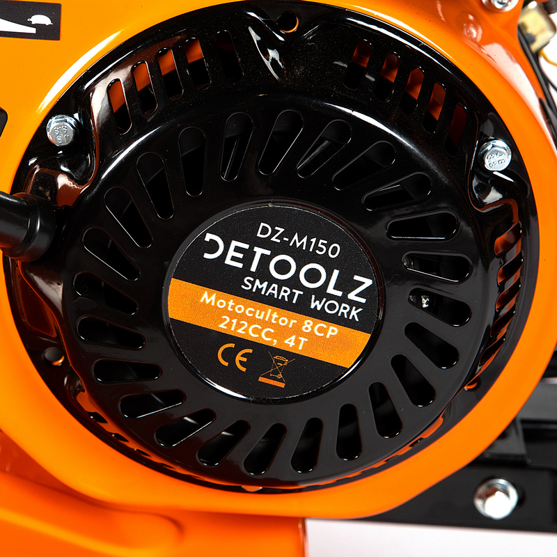 Motocultor DETOOLZ DZ-M150, 8 CP, 212 CC, motor 4 timpi, monocilindru, disc cu 24 lame