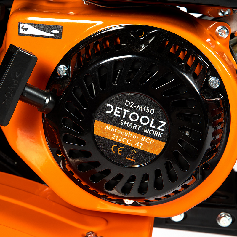 Motocultor DETOOLZ DZ-M150, 8 CP, 212 CC, motor 4 timpi, monocilindru, disc cu 24 lame