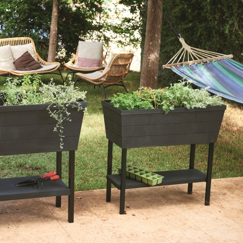 Jardiniera cu etajera KETER 242856 Urban Bloomer XL, plastic, antracit