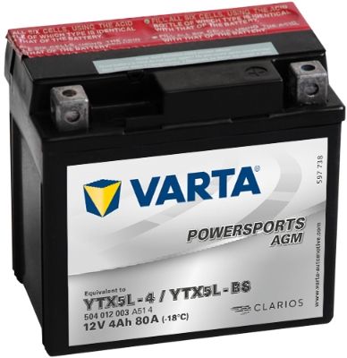 Baterie moto VARTA POWERSPORTS AGM 504012008 I314, 12 V, 4 Ah, 80 A, 114x71x106 mm