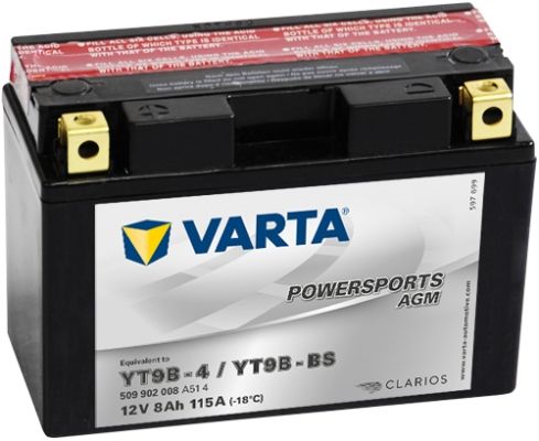 Baterie moto VARTA POWERSPORTS AGM 508902012 I314, 12 V, 8 Ah, 115 A, 149x70x105 mm