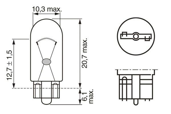 Set 2 becuri semnalizatoare W5W 12V W2,1X9,5d BOSCH XENON BLUE 1 987 301 033, blister