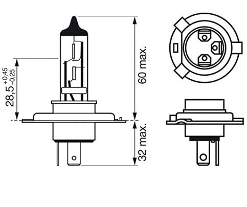 Bec far faza lunga 12 V 60/55W H4 P43t BOSCH Plus 90 1 987 301 422