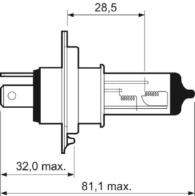Bec auto far faza lunga H4 12V 60/55W P43t, VALEO Plus 50 032511