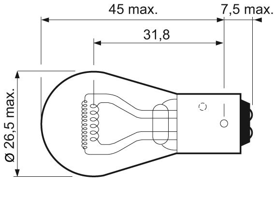 Bec auto lampa frana / lampa spate P21/4W 12V 21/4W BAZ15d, VALEO Essential 032205