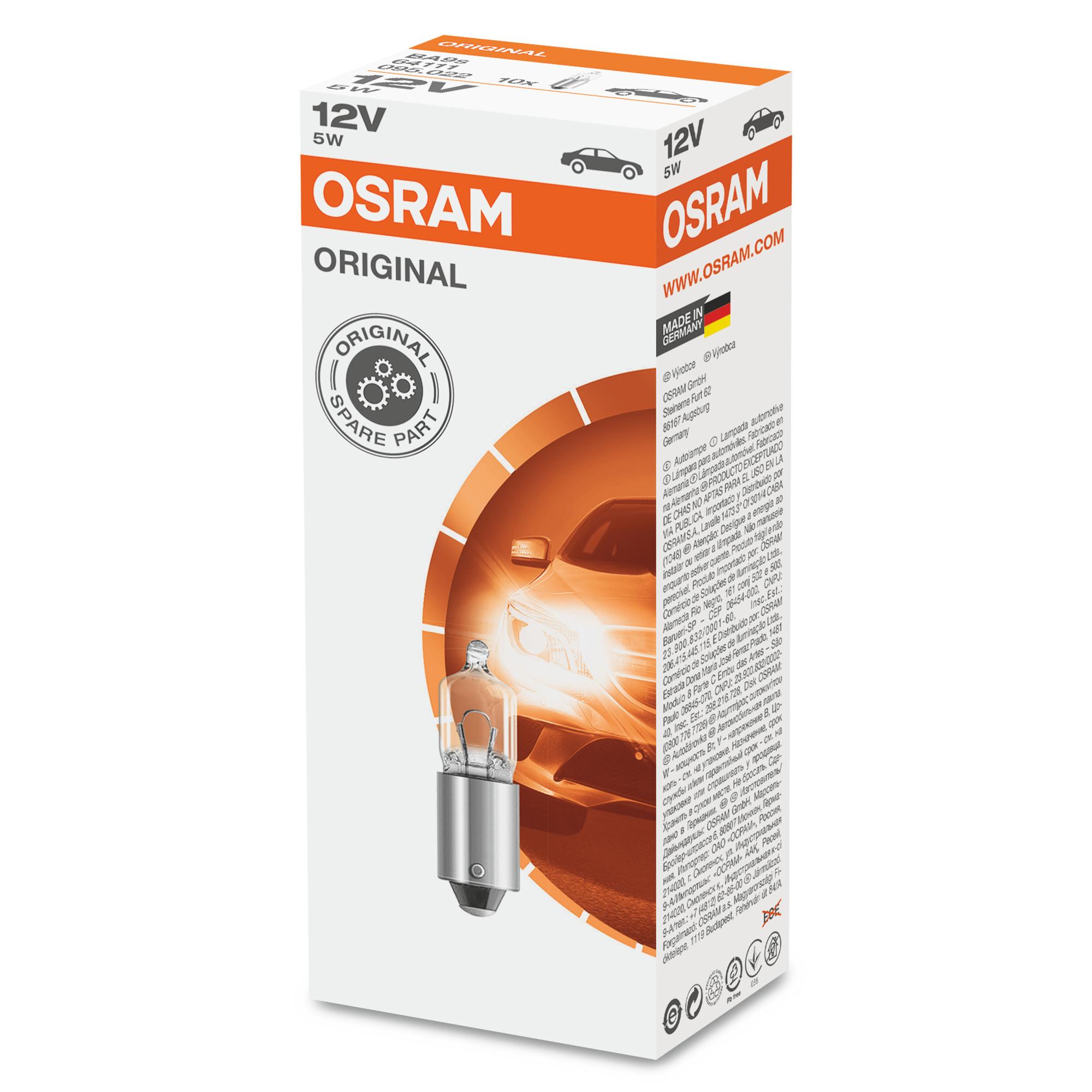Bec lumini interioare 12V 5W BA9s, OSRAM ORIGINAL LINE 64111, pentru Mercedes-Benz Clasa S Sedan W126