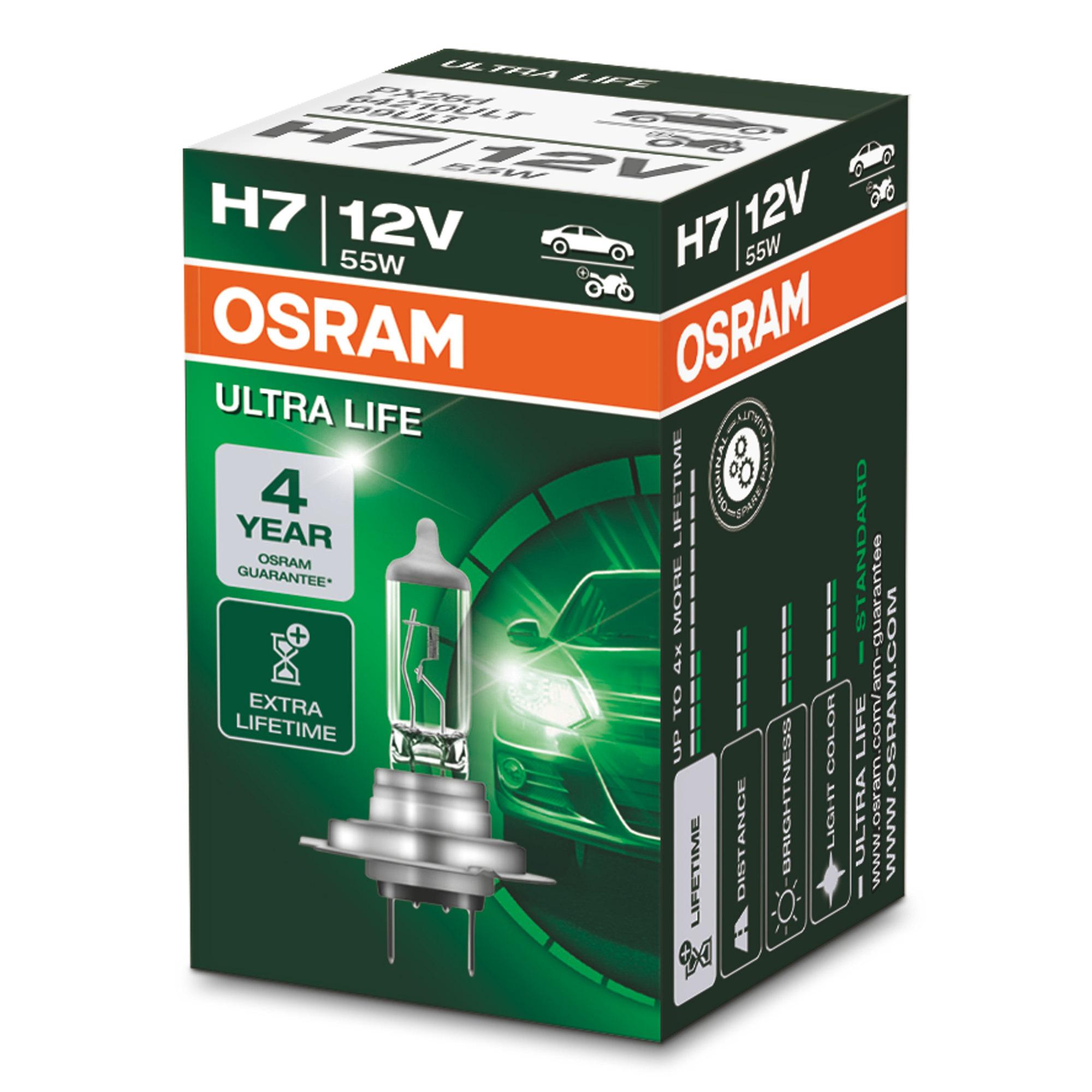 Bec far faza lunga H7 12V 55W 3200K PX26d, OSRAM ULTRA LIFE 64210ULT