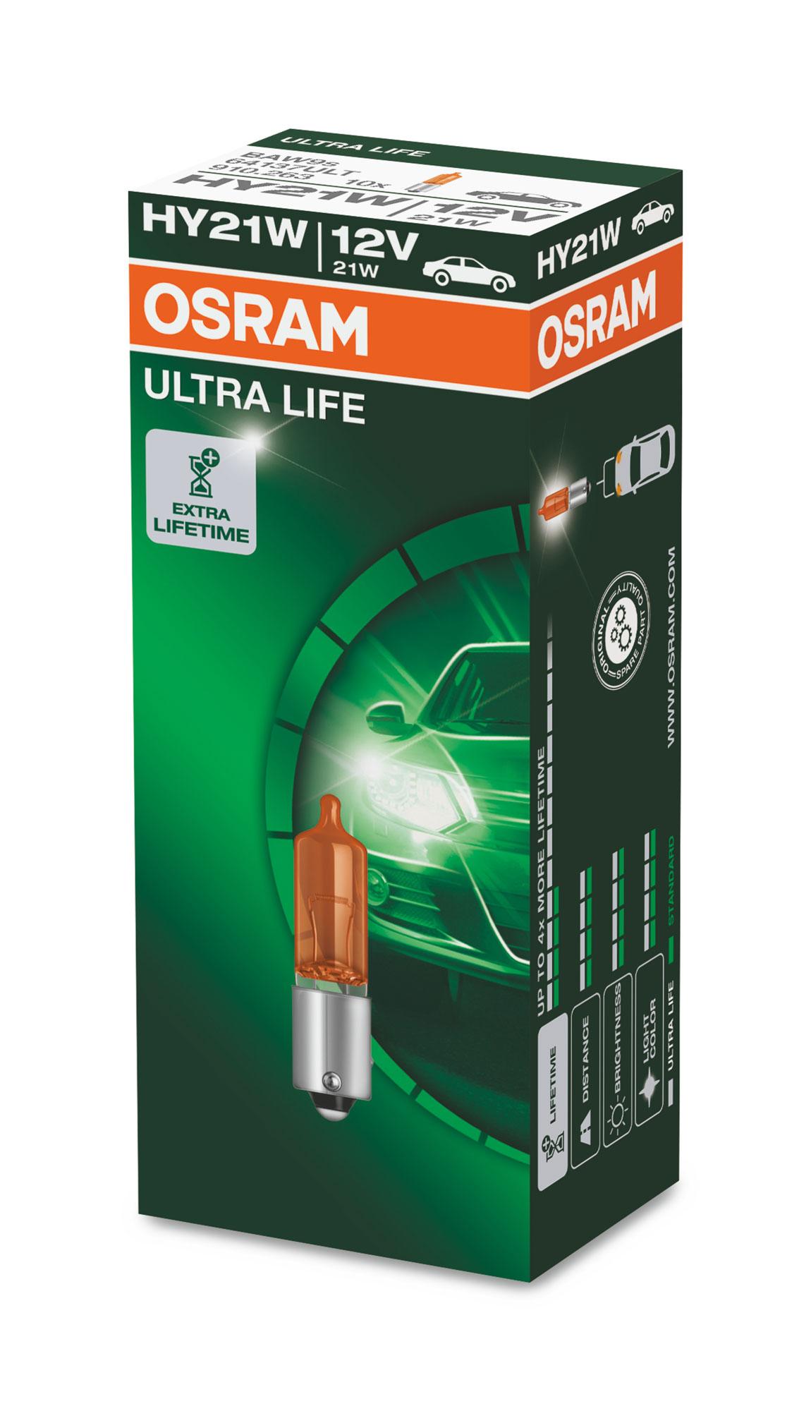 Bec semnalizator HY21W 12V 21W BAW9s OSRAM ULTRA LIFE 64137ULT, comanda minima 10 bucati