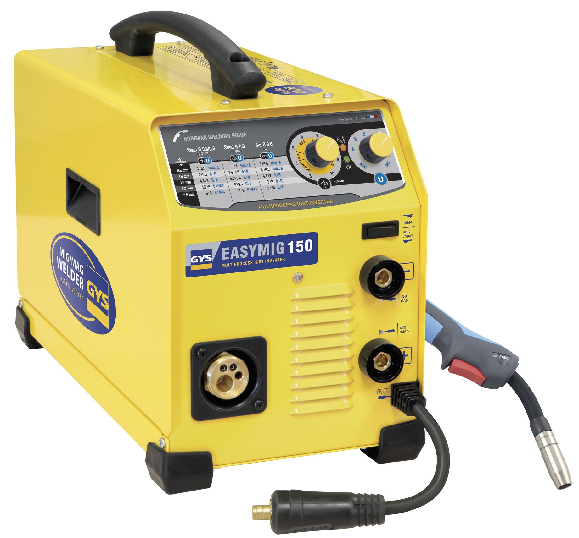Aparat de sudura GYS EASYMIG 150 032248, MMA MIG-MAG, monofazic, invertor, 30-140A, electrozi 0.6-0.9 mm, 400x200x330 mm