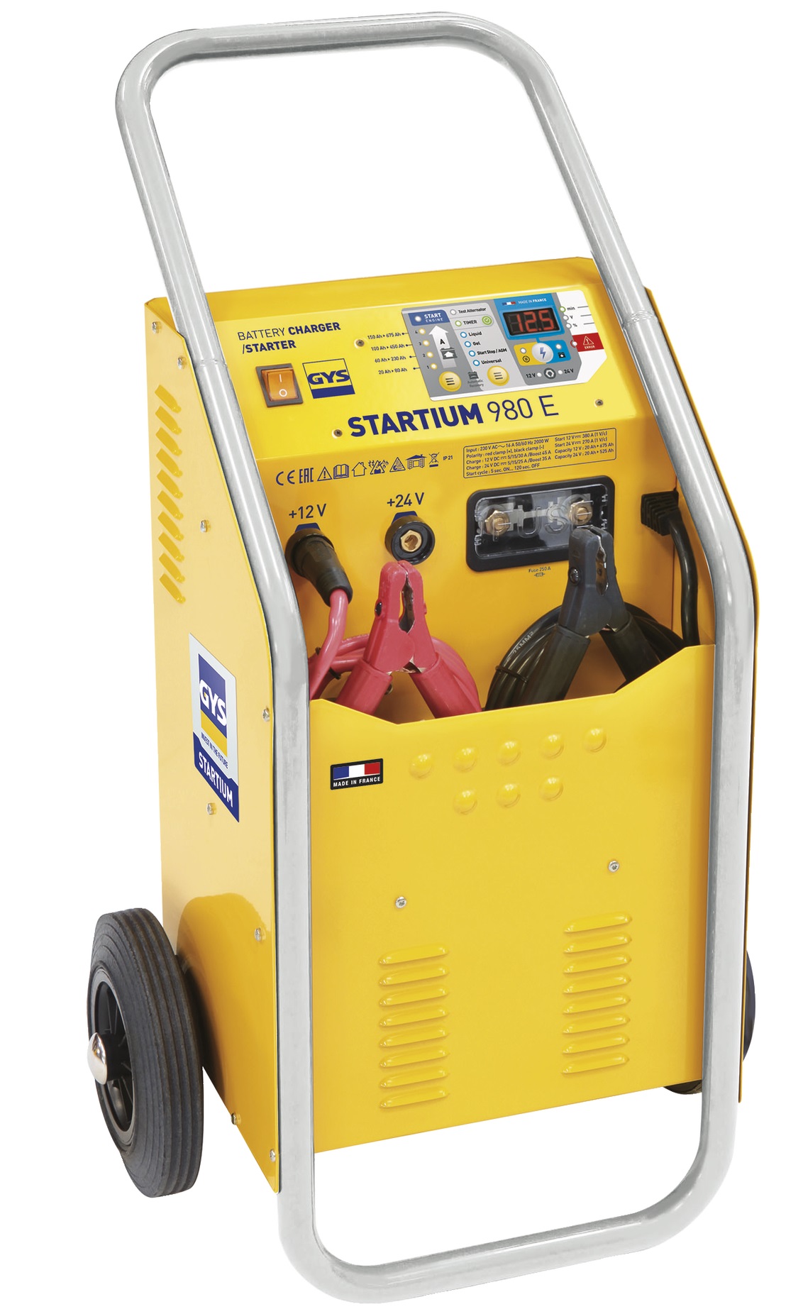 Incarcator baterii auto GYS STARTIUM 980E 026506, 12-24V, 2000 W, siguranta 250A, 20-750 A, 400x475x795 mm