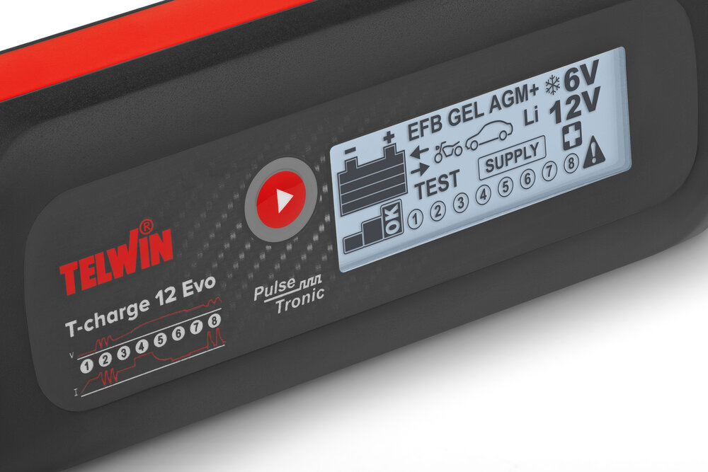 Redresor baterii TELWIN T-CHARGE 12 EVO 807578, tensiune incarcare 6/12 V, capacitate baterii Pb/GEL/AGM/Pb CA 2-70 Ah