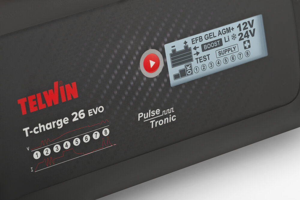 Redresor baterii TELWIN T-CHARGE 26 EVO 807595, tensiune incarcare 12/24 V, capacitate baterii Pb/GEL/AGM 10-250 Ah
