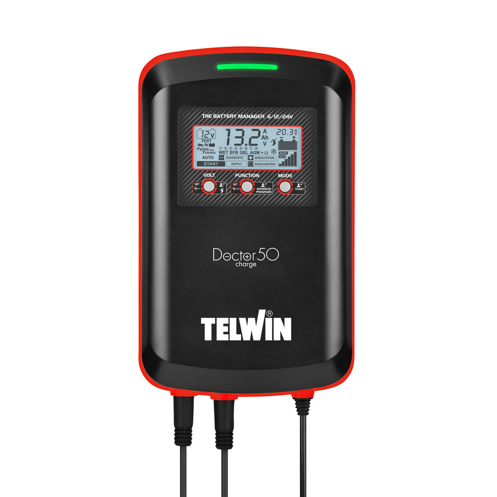 Redresor baterii TELWIN Doctor Charge 50 807613, tensiune incarcare 6V/12V/24V, capacitate baterii WET/GEL/AGM/MF/PbCa/EFB/Li 10-600 Ah