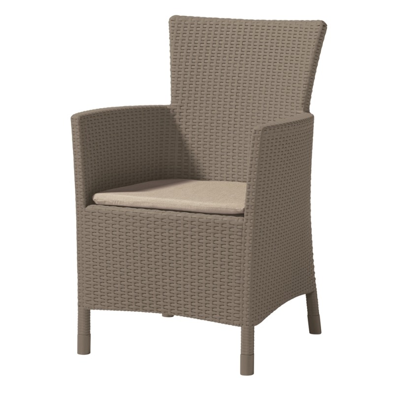 Scaun de gradina cu spatar KETER 215519 Iowa, cappuccino, polipropilena, cu perna