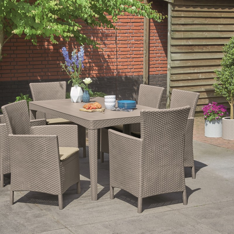 Scaun de gradina cu spatar KETER 215519 Iowa, cappuccino, polipropilena, cu perna