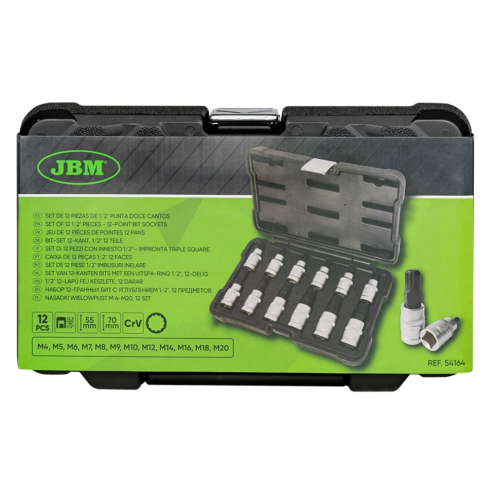 Set 12 capaete insurubare JBM 54164, prindere 1/2 inch, lungime 55/65/70 mm, M4-M20