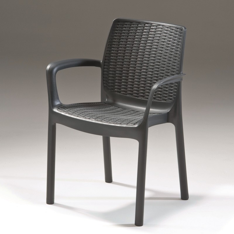 Scaun de gradina cu spatar KETER 17190206902 Bali, gri, plastic
