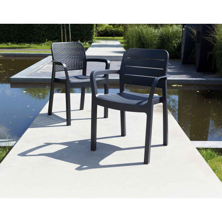 Scaun de gradina cu spatar KETER 17199557939 Tisara, gri, plastic