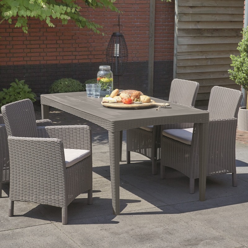 Scaun de gradina cu spatar KETER 226454 Trenton, imitatie rattan, bej, cu perna, polipropilena