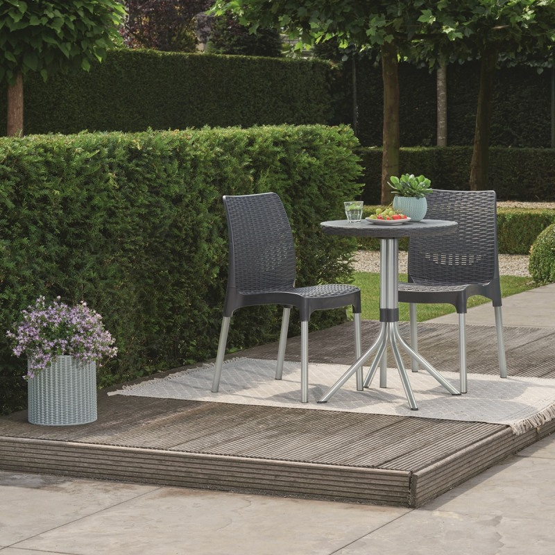 Set mobilier gradina KETER 17199261939 Chelsea, masa rotunda, 2 scaune, antracit, polipropilena