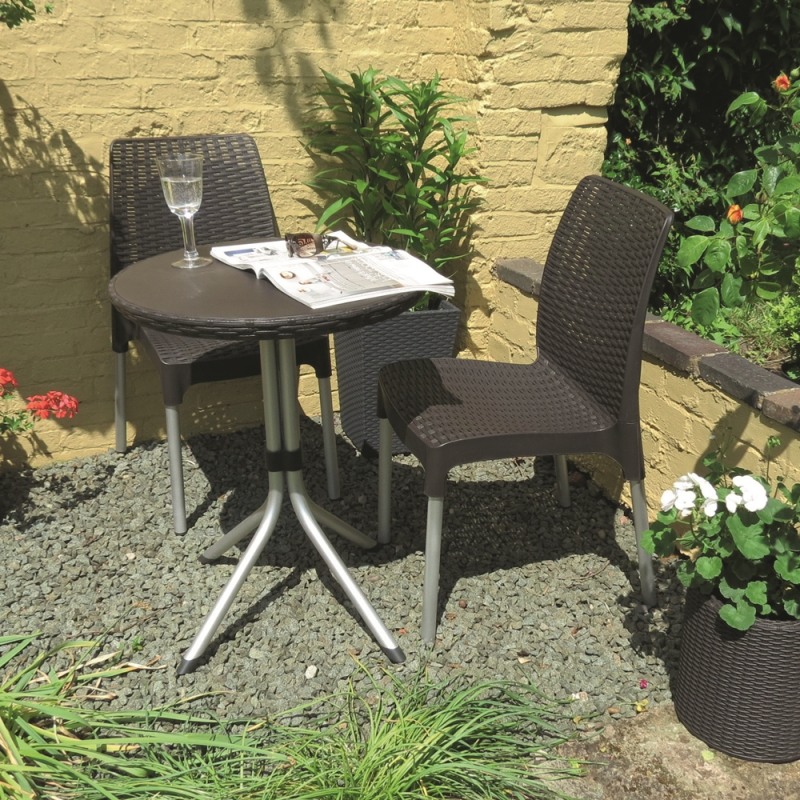 Set mobilier gradina KETER 17199261521 Chelsea, masa rotunda si 2 scaune, maro, material polipropilena