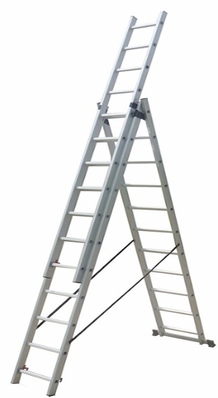 Scara aluminiu multifunctionala pliabila ROTOR KME311 13000, 3 x 11 trepte, maxim 150 kg, argintiu