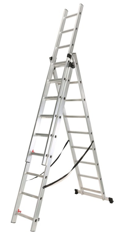 Scara aluminiu multifunctionala pliabila ROTOR KME309 12999, 3 x 9 trepte, maxim 150 kg, argintiu