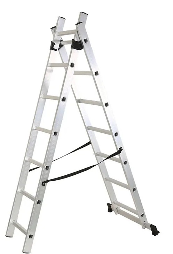 Scara aluminiu multifunctionala pliabila ROTOR KME207 12997, 2 x 7 trepte, maxim 150 kg, argintiu