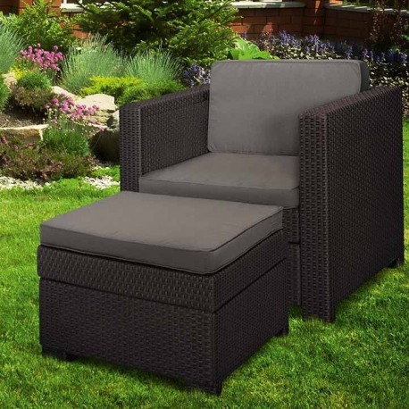Set mobilier gradina KETER 235077 Provence Chillout, masa patrata, fotoliu, 2 perne, maro, polipropilena