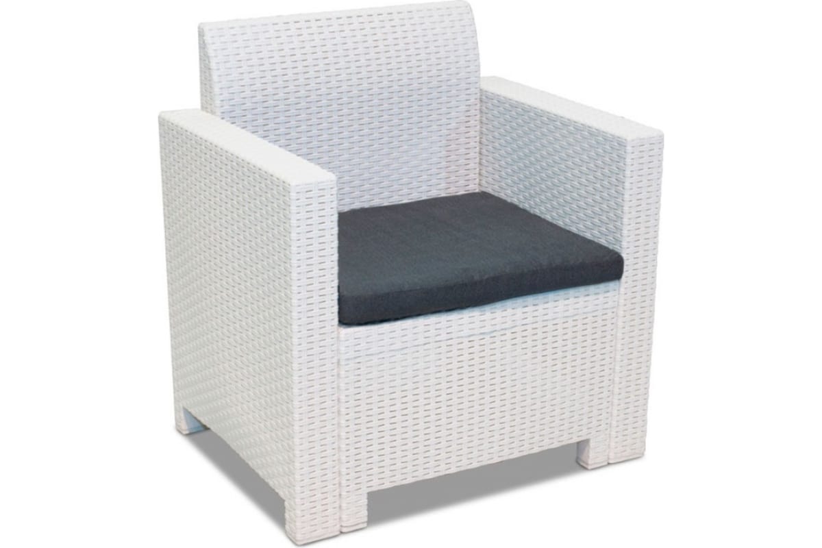 Set mobilier pentru gradina si terasa BICA Nebraska 2 Alb, 9067, canapea 2 locuri, 2 fotolii, masuta depozitare, perne incluse, plastic, imitatie ratan