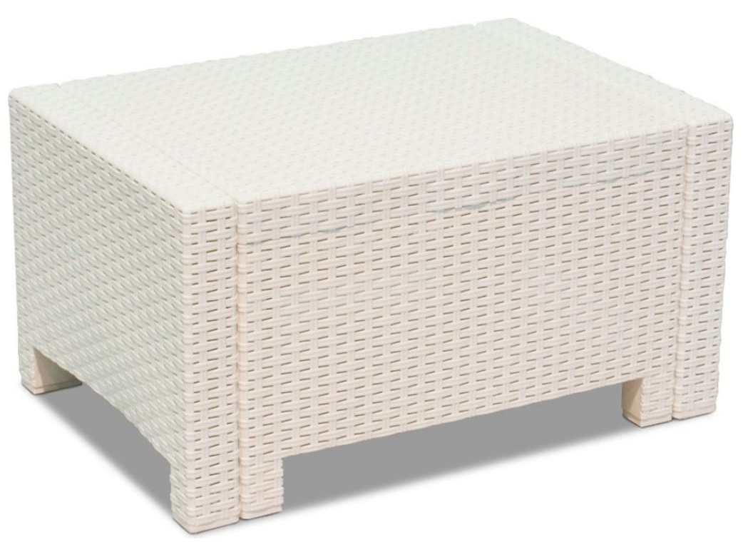 Set mobilier pentru gradina si terasa BICA Nebraska 2 Alb, 9067, canapea 2 locuri, 2 fotolii, masuta depozitare, perne incluse, plastic, imitatie ratan