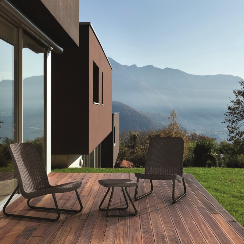 Set mobilier gradina KETER 17197637521 Rio Patio, masa patrata si 2 scaune, maro, polipropilena