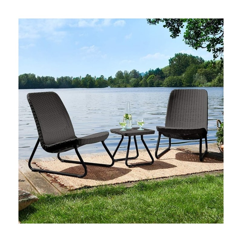 Set mobilier gradina KETER 17197637521 Rio Patio, masa patrata si 2 scaune, maro, polipropilena