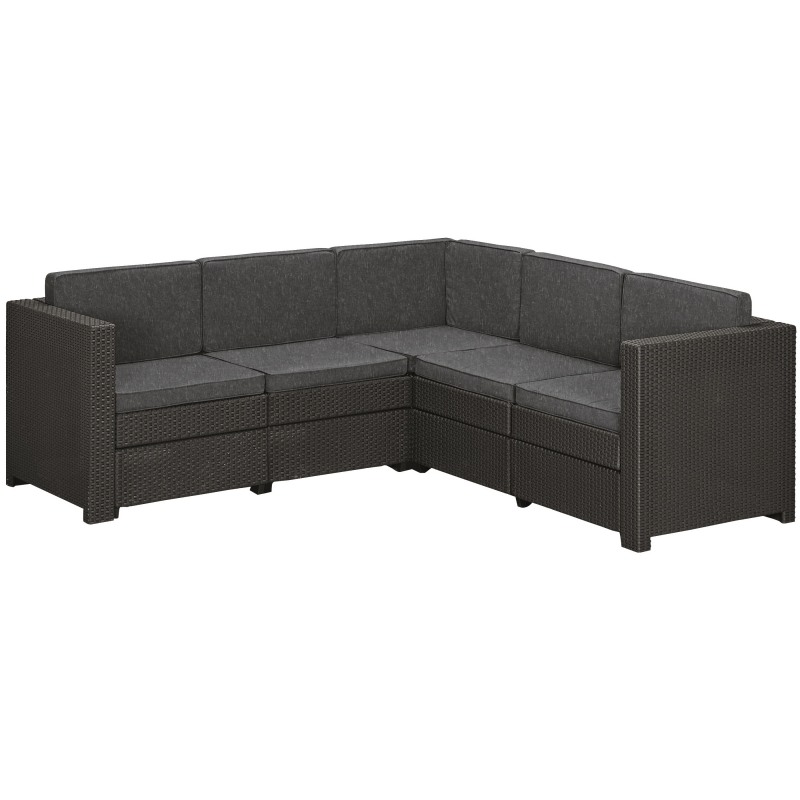 Set mobilier gradina fara masa KETER 244414 Provence, canapea cu 5 locuri, 11 perne, grafit, polipropilena