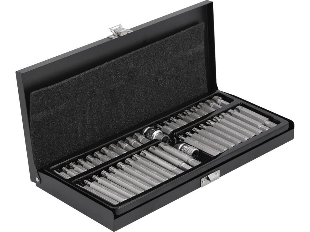 Set 42 biti pentru insurubare YATO YT-0420, profil ribe, cu adaptor 3/8 inch si adaptor de la 3/8 la 1/2 inch, carcasa metalica
