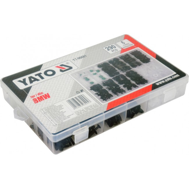 Set 290 clipsuri tapiterie YATO YT-06661, 6 tipuri, din plastic, pentru automobile BMW