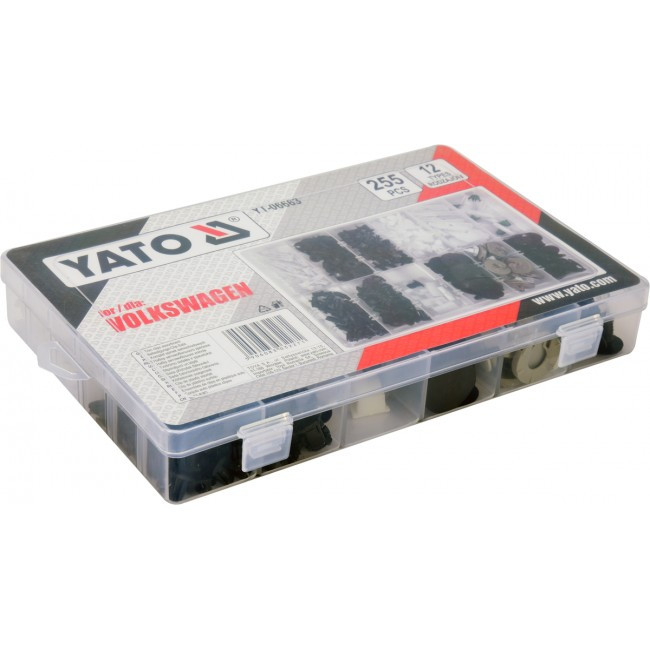Set 255 clipsuri tapiterie YATO YT-06663, 12 tipuri, din plastic, pentru automobile Volkswagen