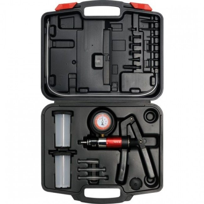Pompa vidare cu 22 accesorii YATO YT-0674, interval masurare -1 - 3 bar, cutie depozitare
