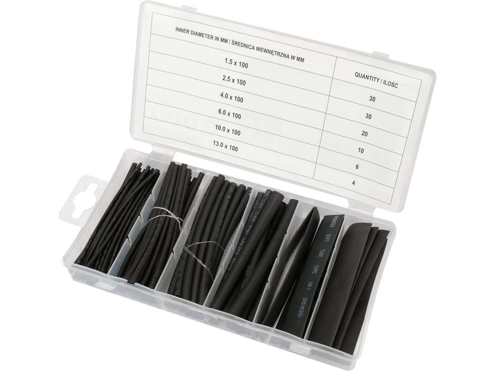Set 100 tuburi termocontractabile YATO YT-06866, lungime 100 mm, diametru 1.5 - 13 mm