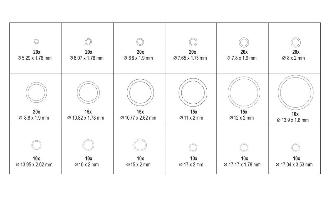 Set 270 garnituri pentru aer conditionat auto YATO YT-06879, din cauciuc, cutie depozitare